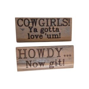 Rustic Western Wooden Signs Set Cowgirl Howdy Country Farmhouse Wall Decor